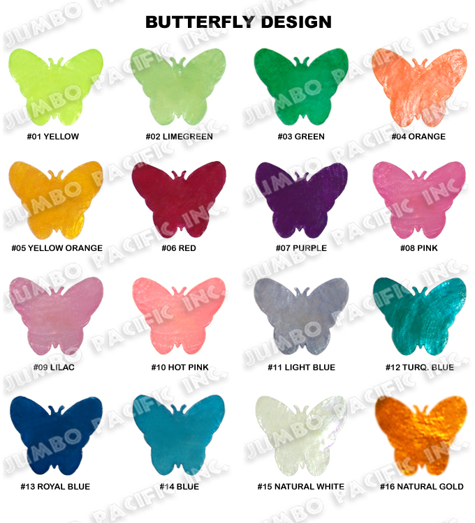 Capiz coloré ébrèche des formes de papillon